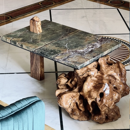 Immagini di Coffee Tables. Il Legno di Ulivo si fonde armoniosamente con altri materiali - CUORE d'ULIVO