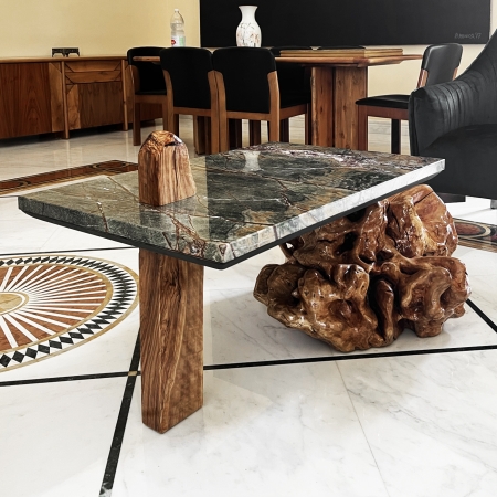 Immagini di Coffee Tables. Il Legno di Ulivo si fonde armoniosamente con altri materiali - CUORE d'ULIVO