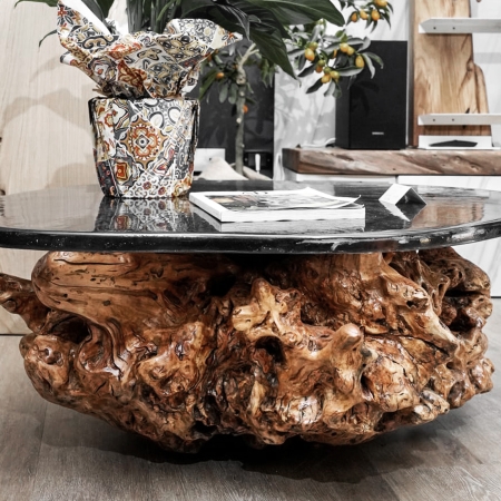 Immagini di Coffee Tables. Il Legno di Ulivo si fonde armoniosamente con altri materiali - CUORE d'ULIVO