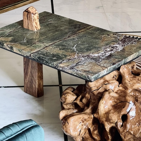 Immagine 1 di Coffee Table in Radice di Ulivo e Marmo Naturanera - RUGIADA